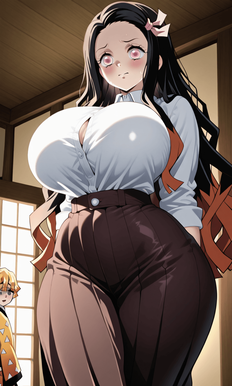 Nezuko standing beneath night rain outside the relay station