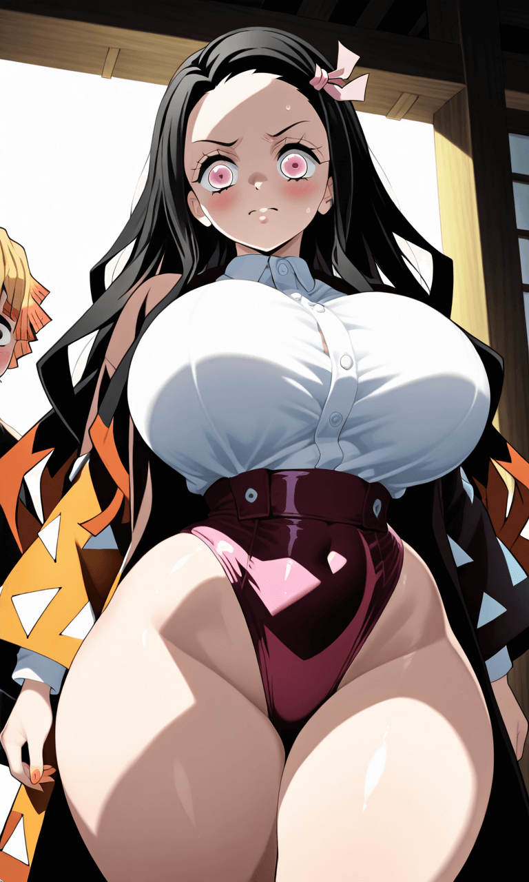 Zenitsu dashing through rain with Nezuko’s box on his back